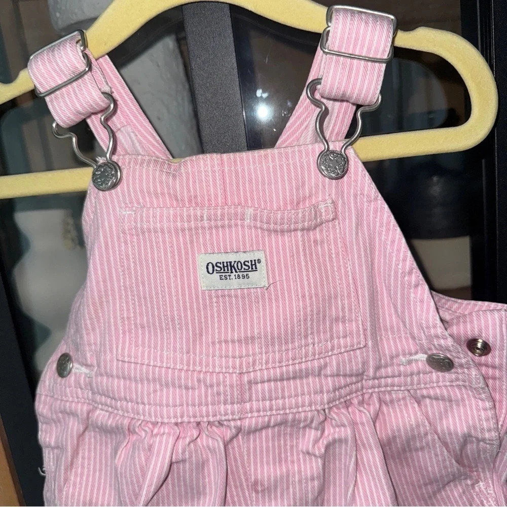 Vintage 2005 OshKosh B’Gosh overalls romper stiped shortall baby girl y2k